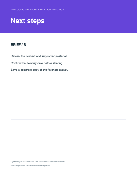 Next steps practice page